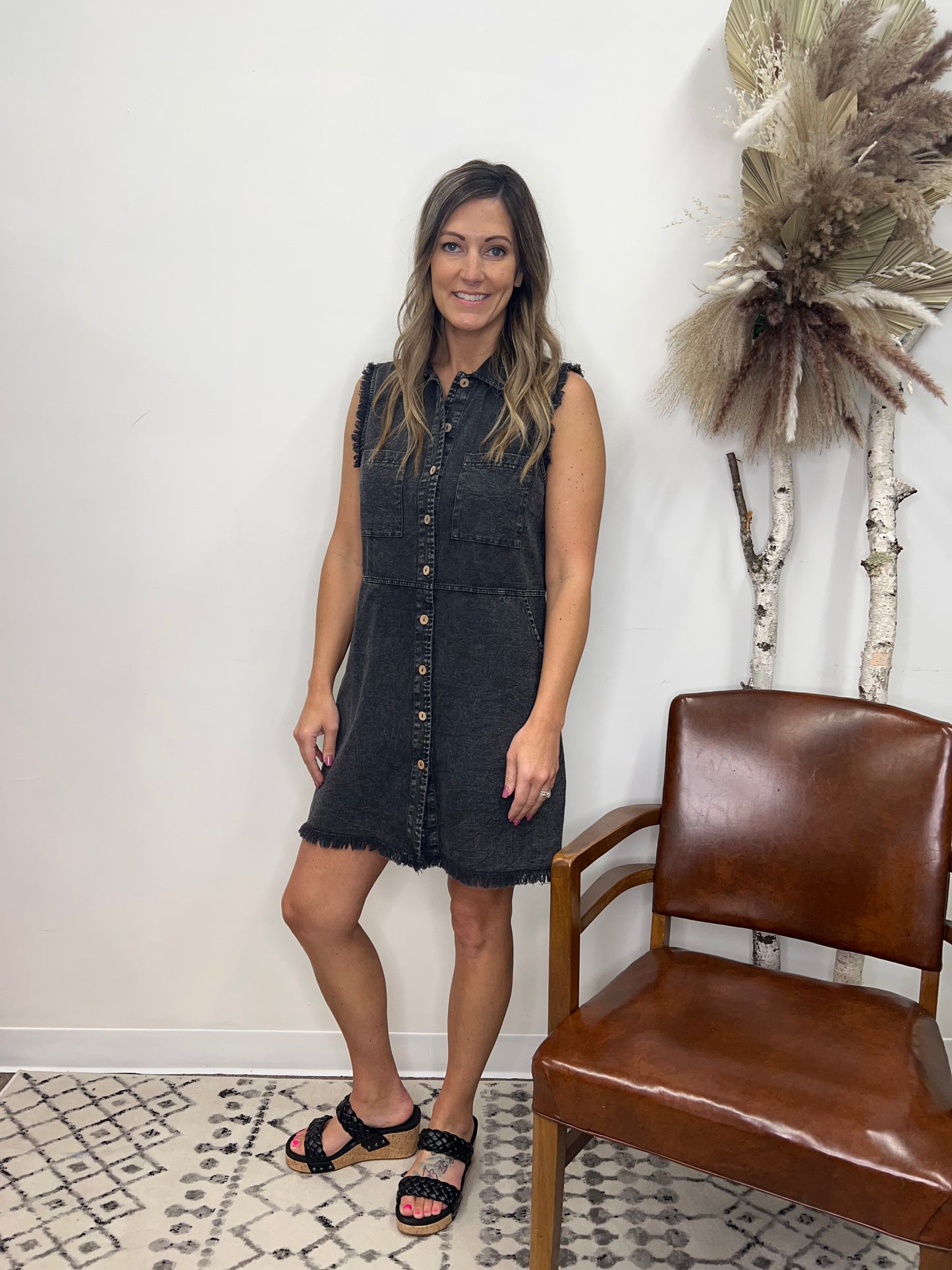 The Amara Dark Denim Dress