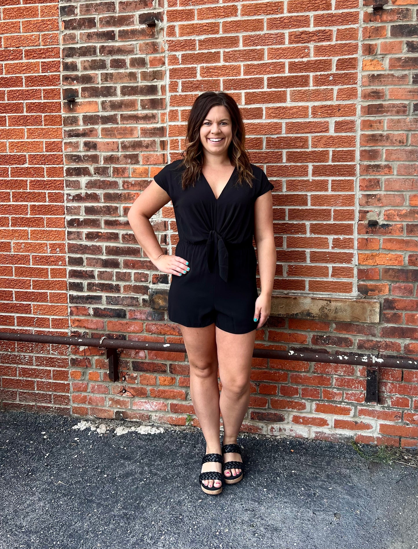 The Abbie Tie Front Romper