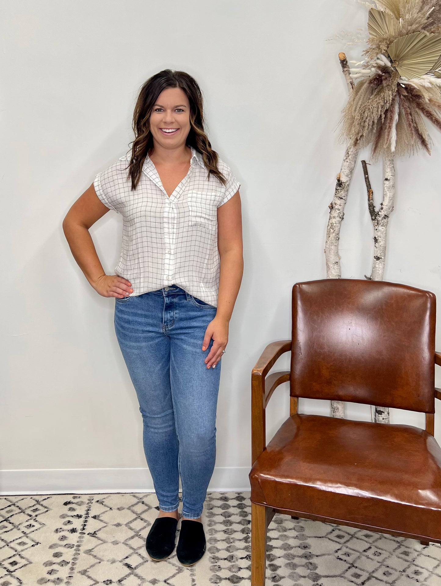 The Katie Stripe Button Front Top