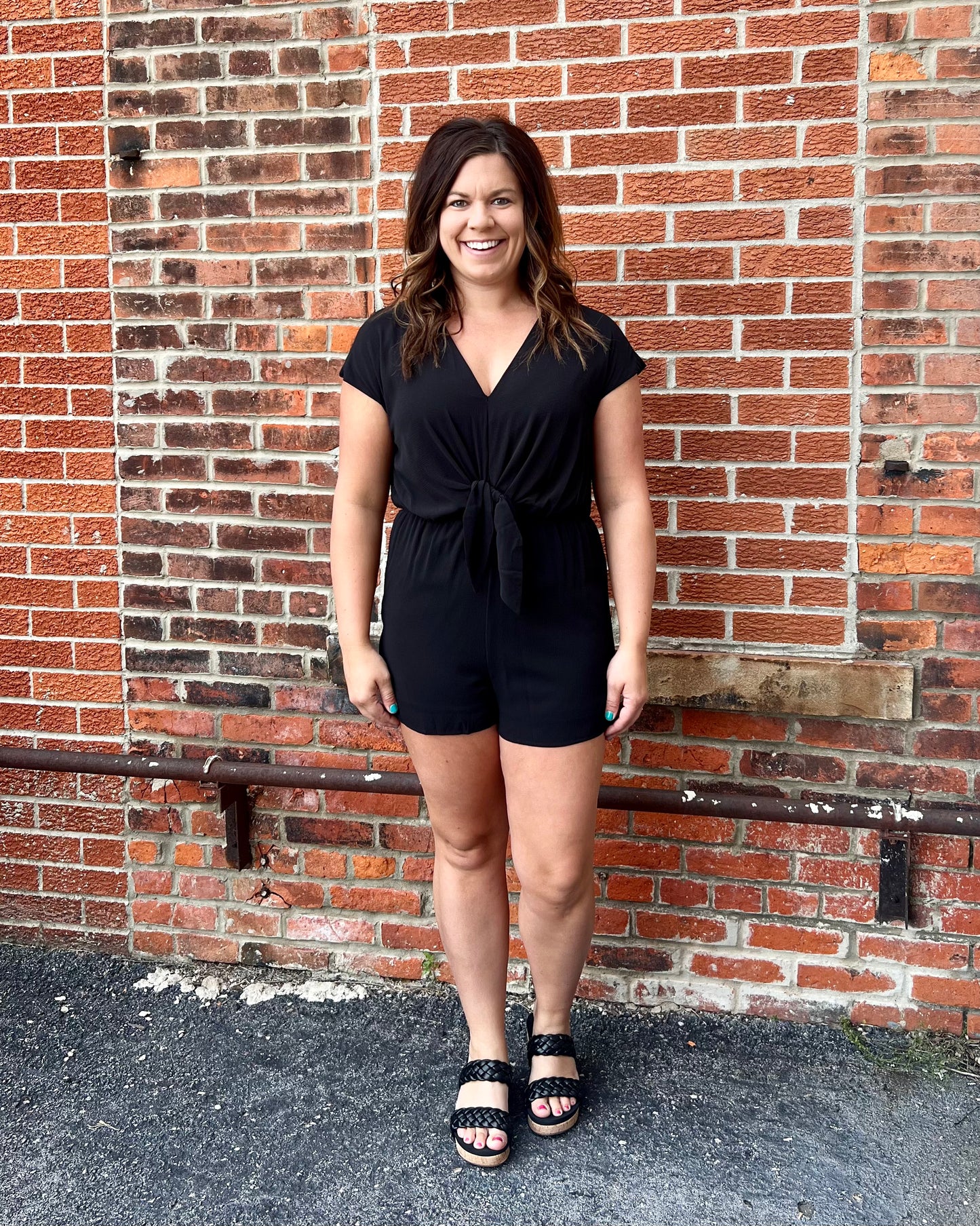 The Abbie Tie Front Romper
