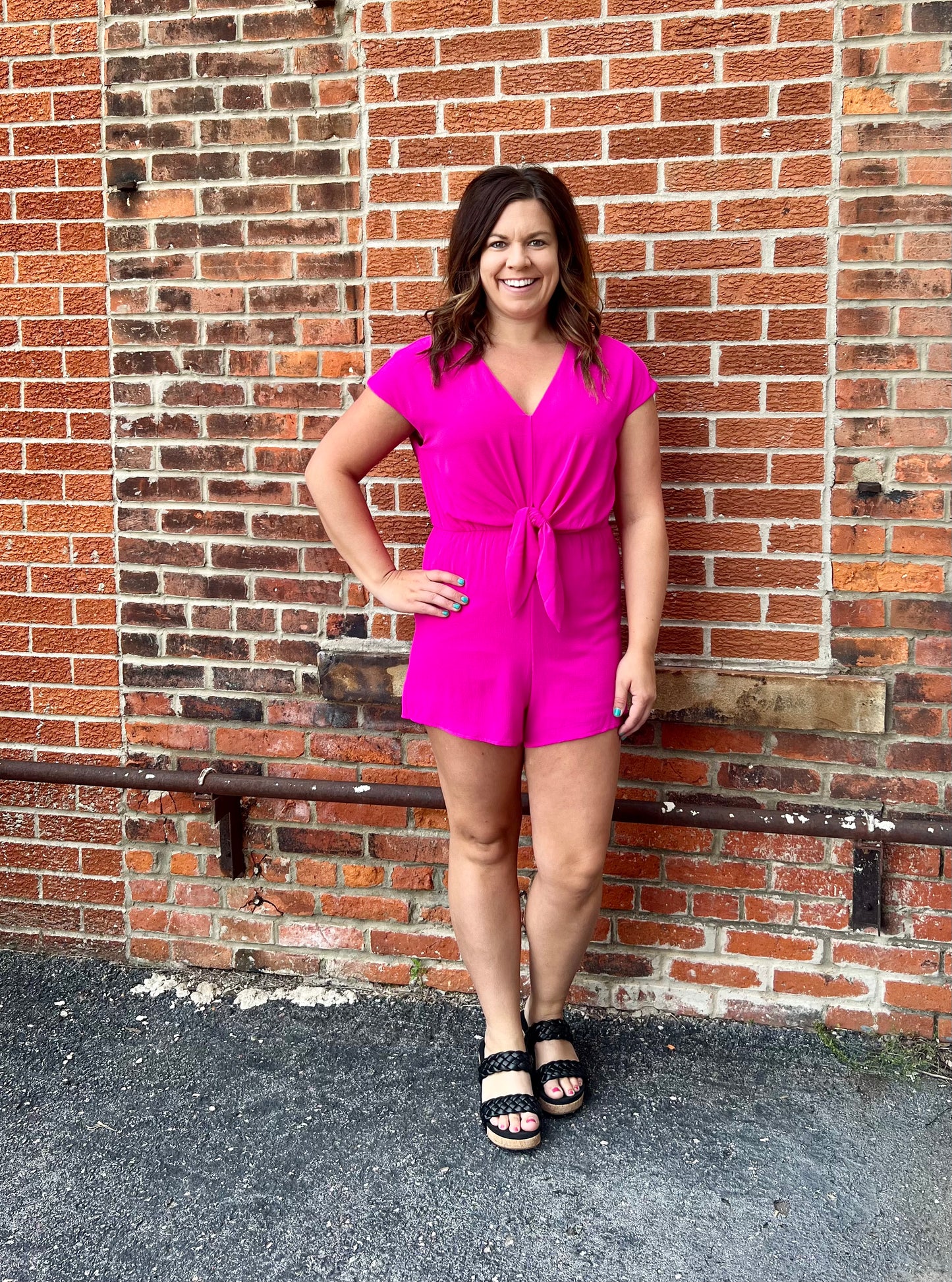 The Abbie Tie Front Romper