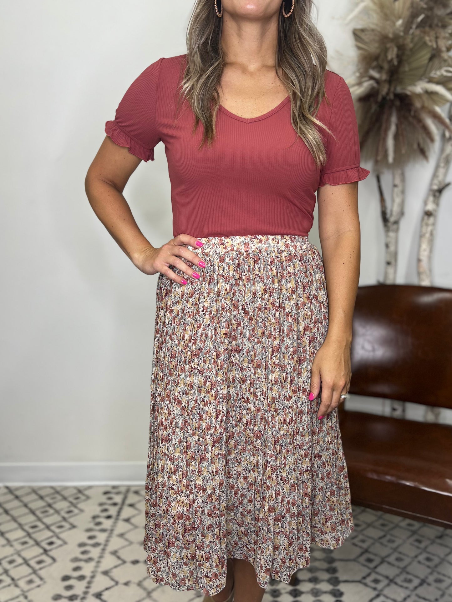 The Livia V Neck Ruffle Tee