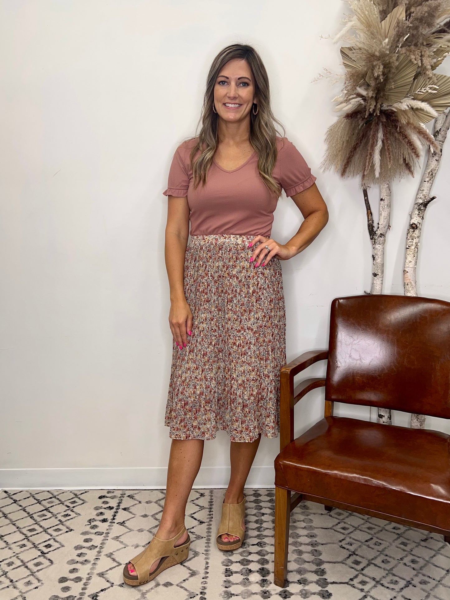 The Livia V Neck Ruffle Tee