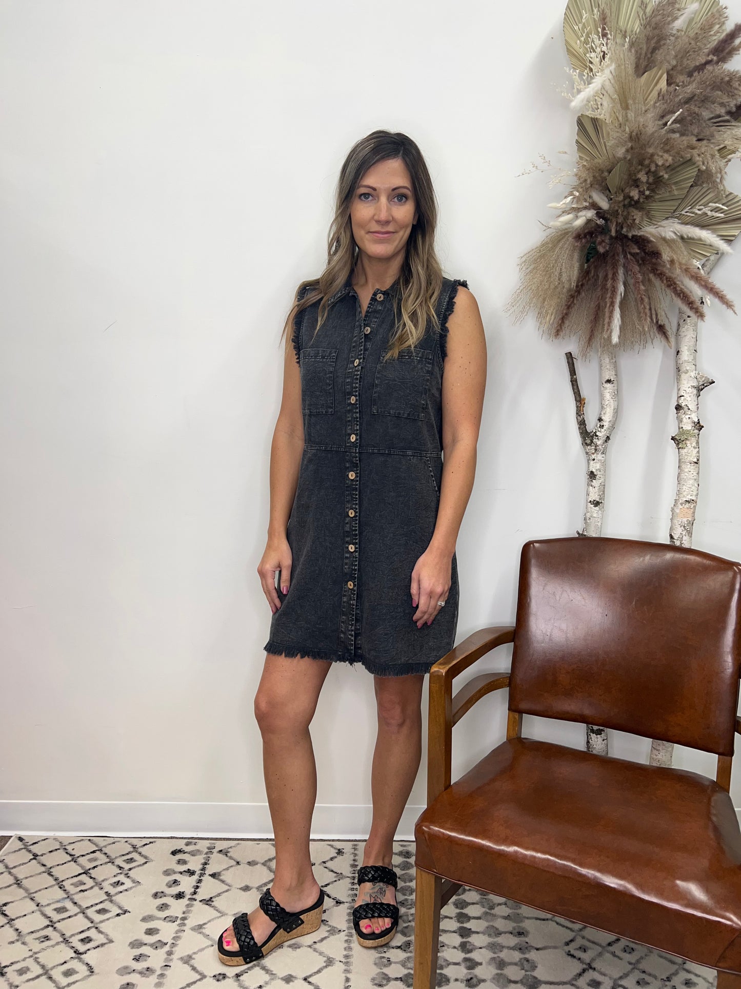 The Amara Dark Denim Dress