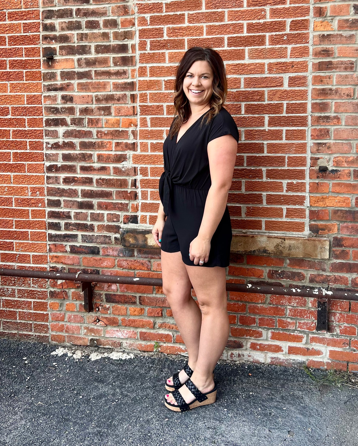 The Abbie Tie Front Romper