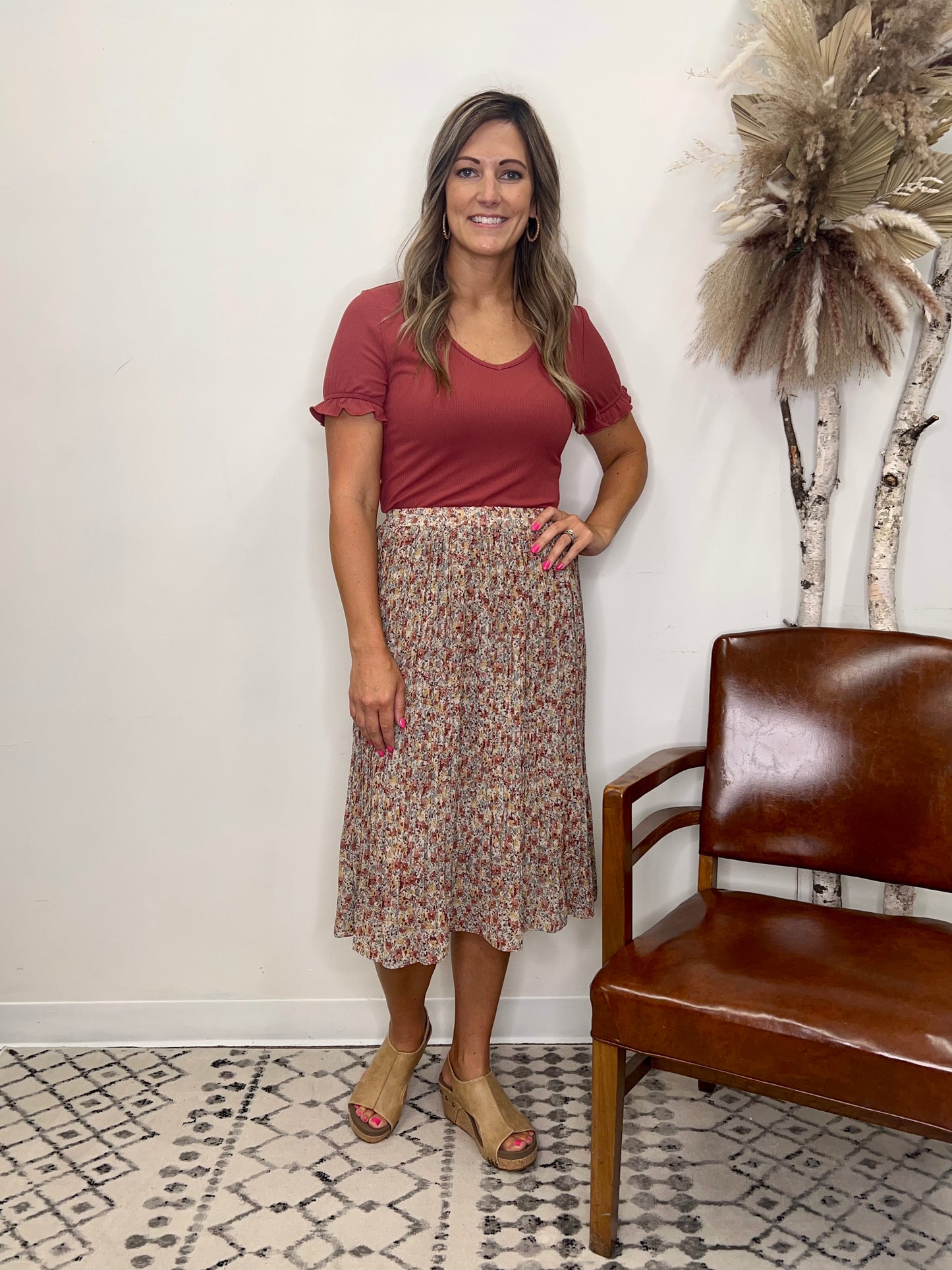 The Livia V Neck Ruffle Tee