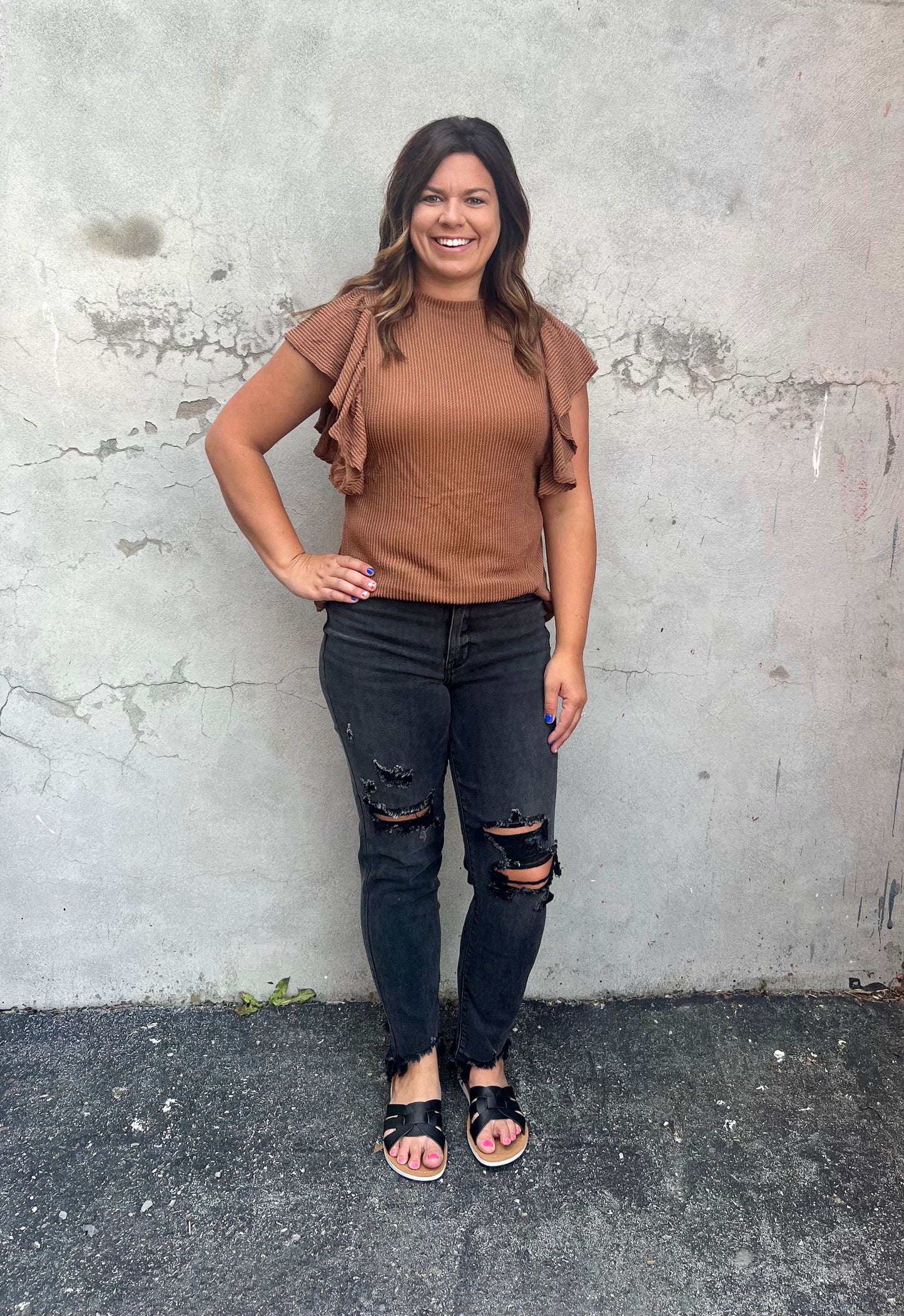 Black Washed Out Judy Blue Boyfriend Denim
