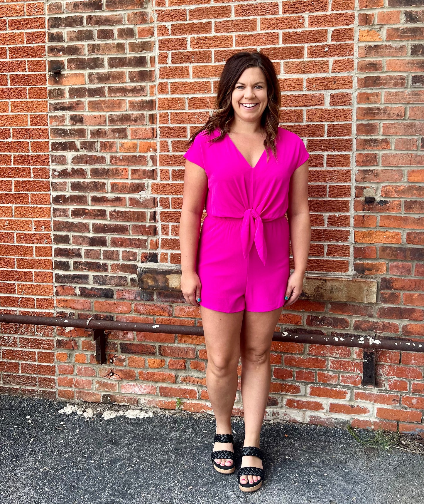 The Abbie Tie Front Romper