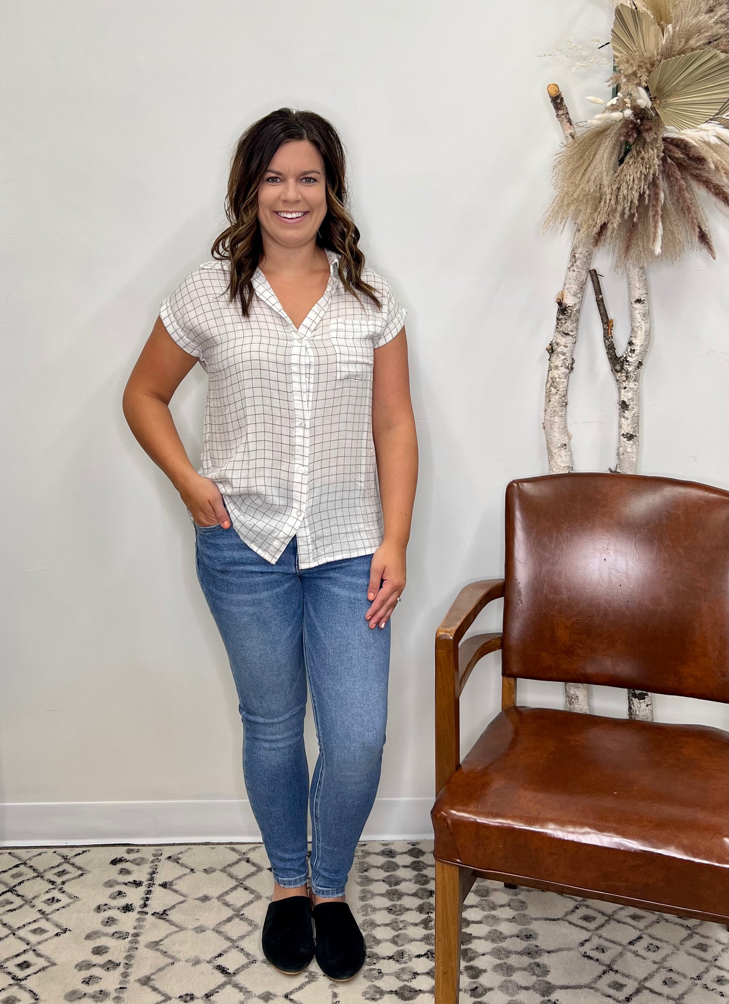 The Katie Stripe Button Front Top