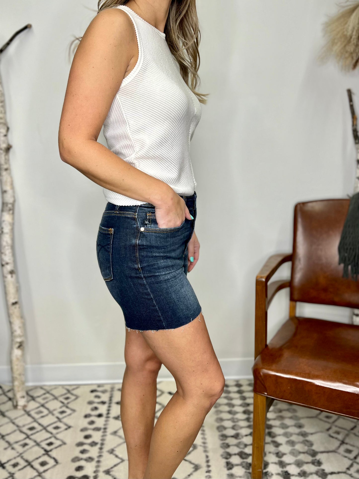 The Dark Wash Judy Blue Cut Off Shorts