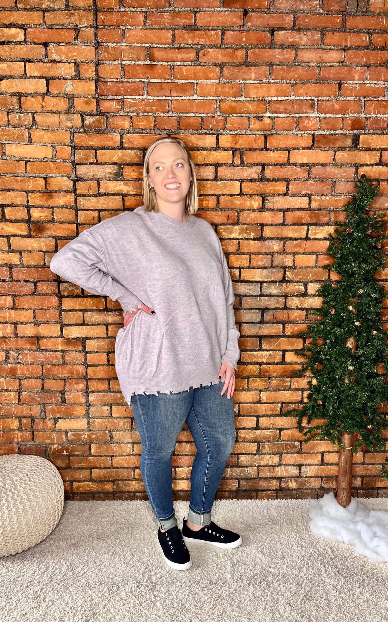 The Kayden Curvy Pocket Sweater