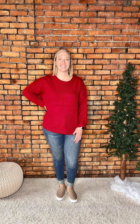 The Katie Curvy Waffle Knit Sweater