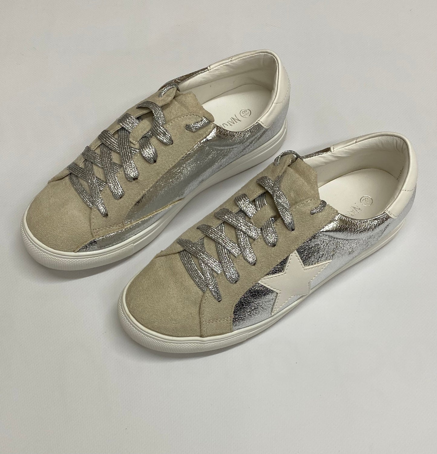 The Maia Silver Metallic Star Sneaker