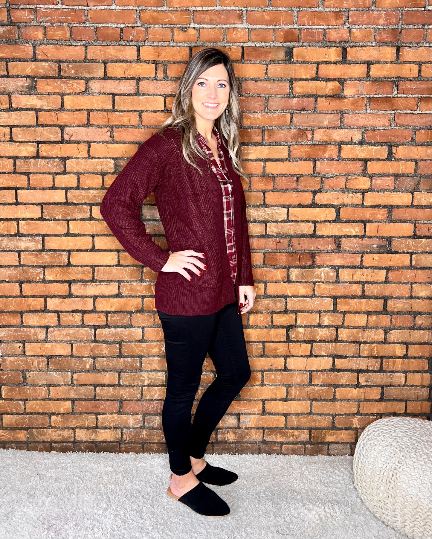The Tinsley Burgundy Cardigan