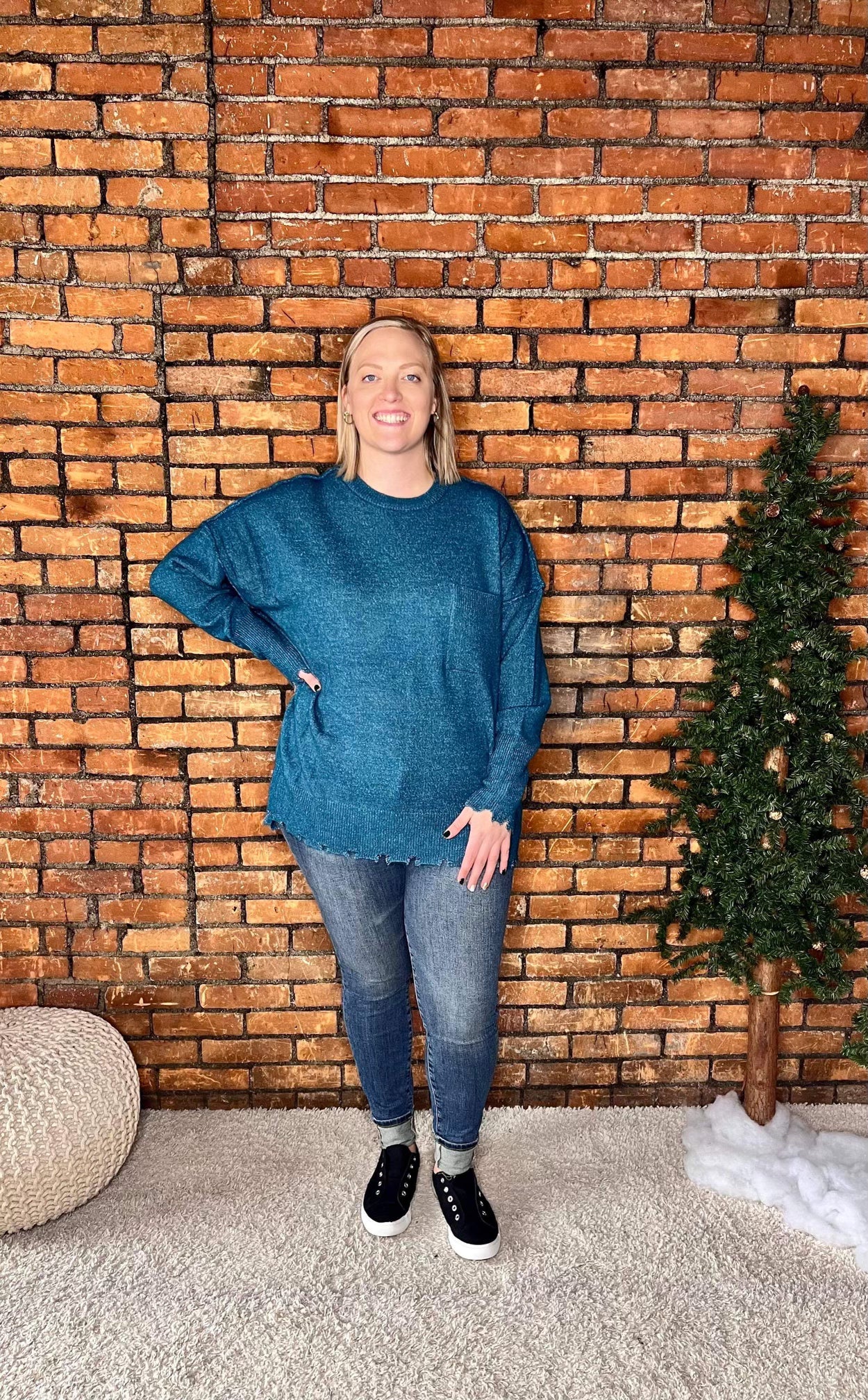 The Kayden Curvy Pocket Sweater
