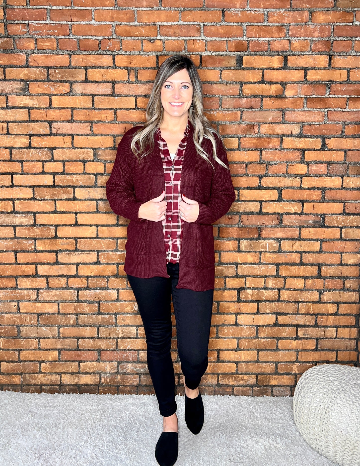 The Tinsley Burgundy Cardigan