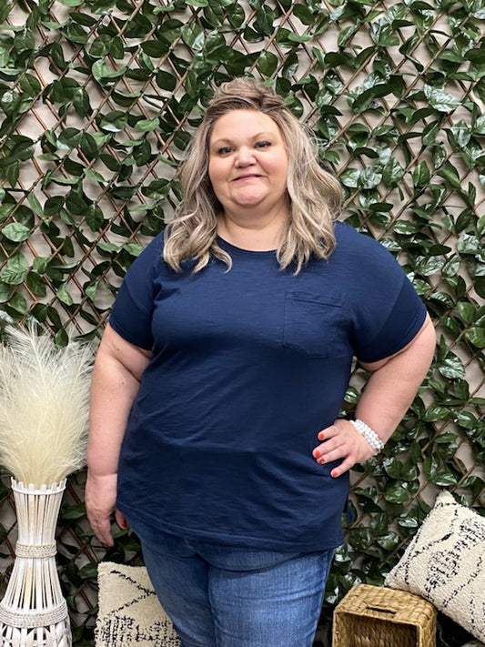 The Navy Curvy Pocket Tee
