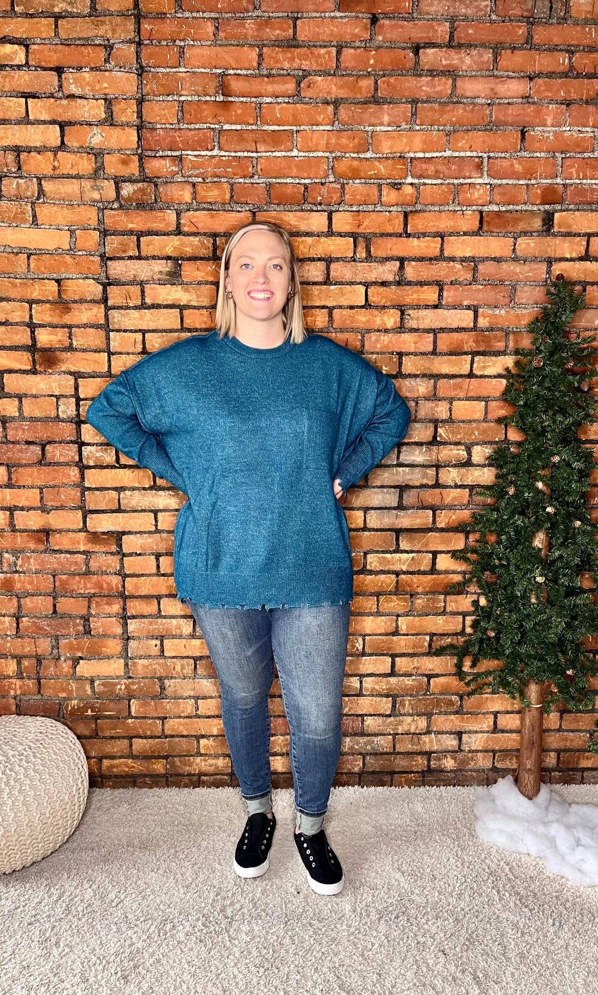 The Kayden Curvy Pocket Sweater