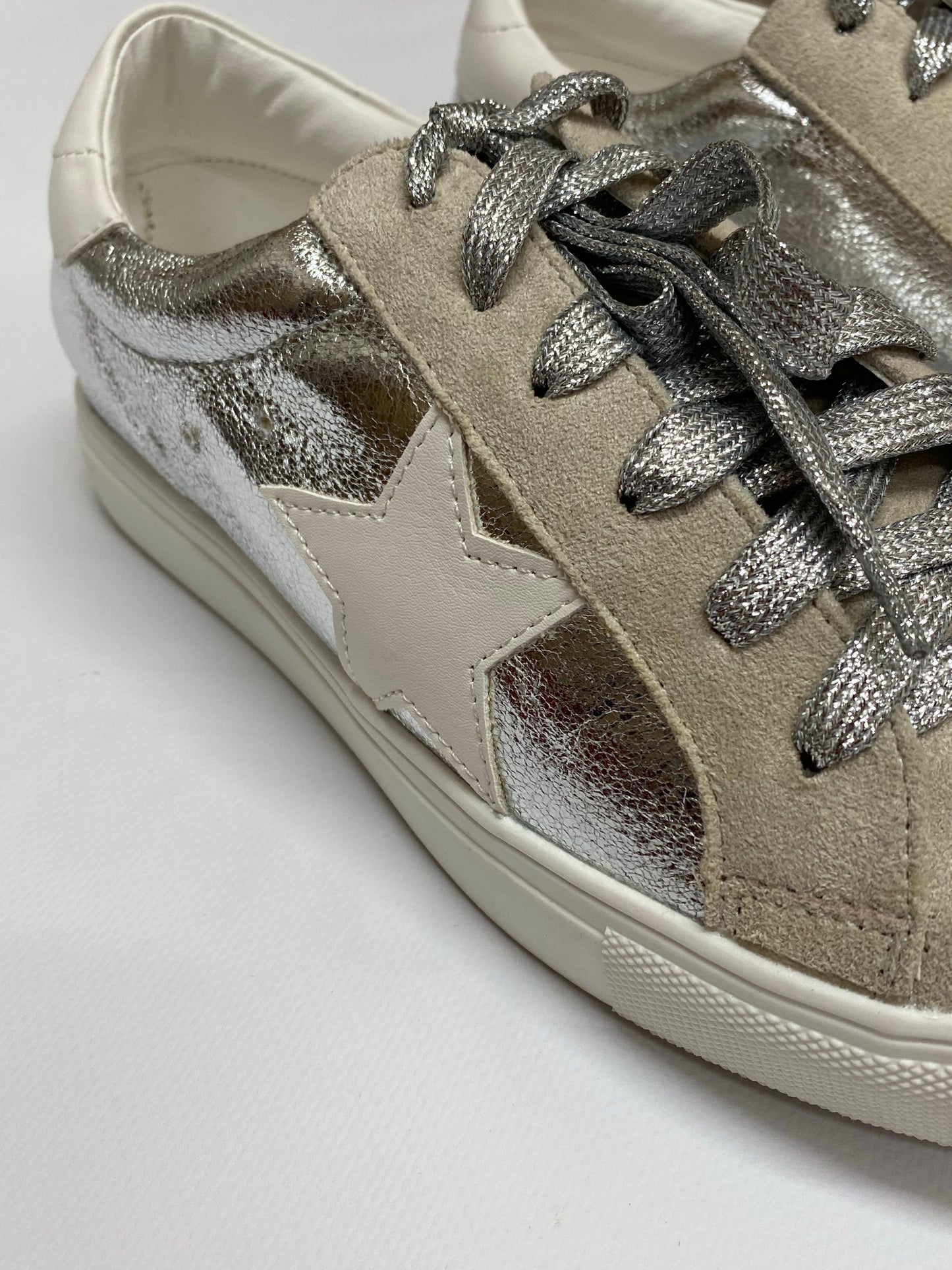 The Maia Silver Metallic Star Sneaker