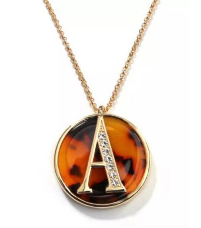 Tortoise Initial Long Necklace