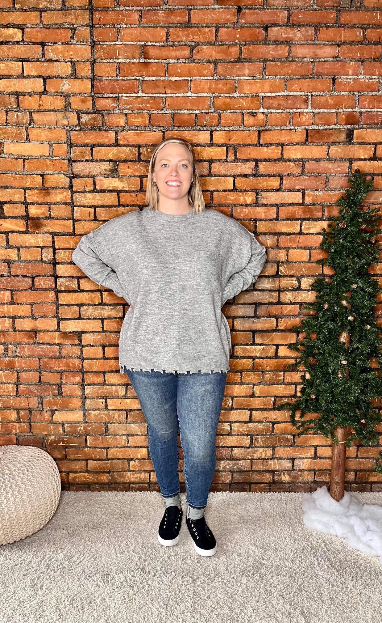 The Kayden Curvy Pocket Sweater