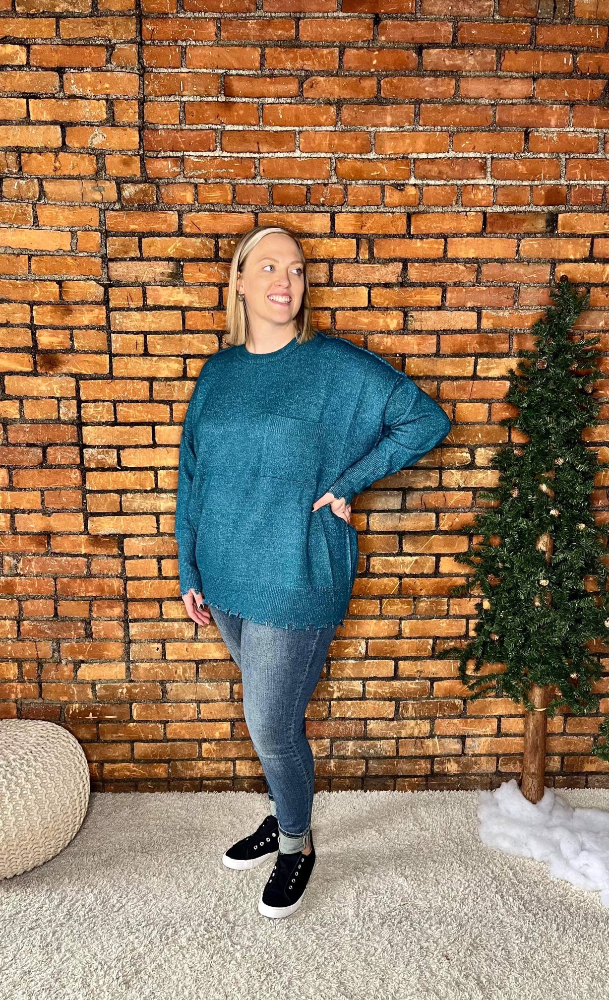 The Kayden Curvy Pocket Sweater