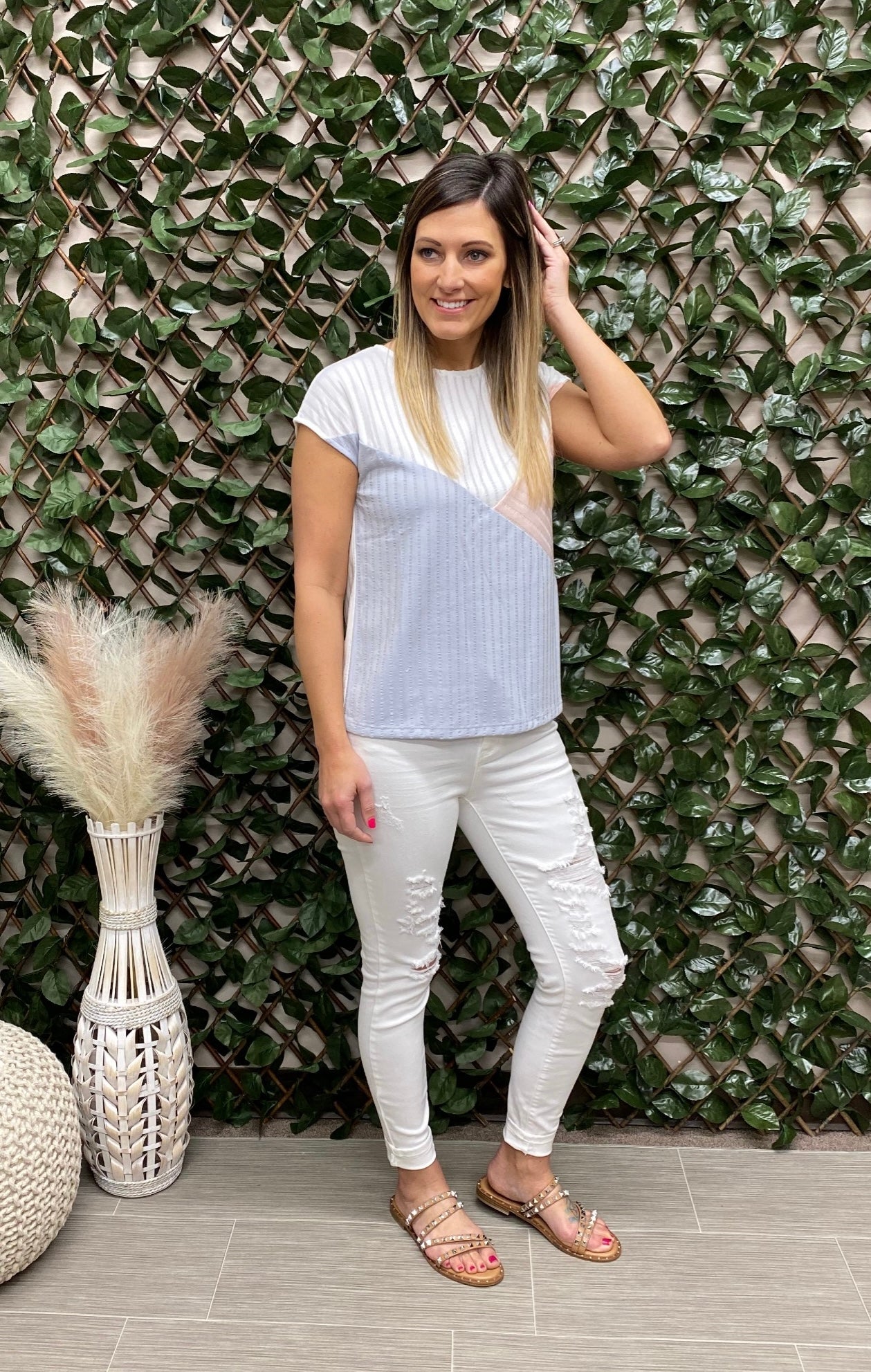 White Judy Blue Distressed Denim