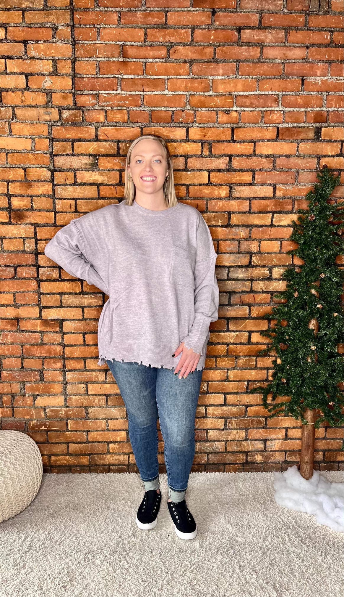 The Kayden Curvy Pocket Sweater