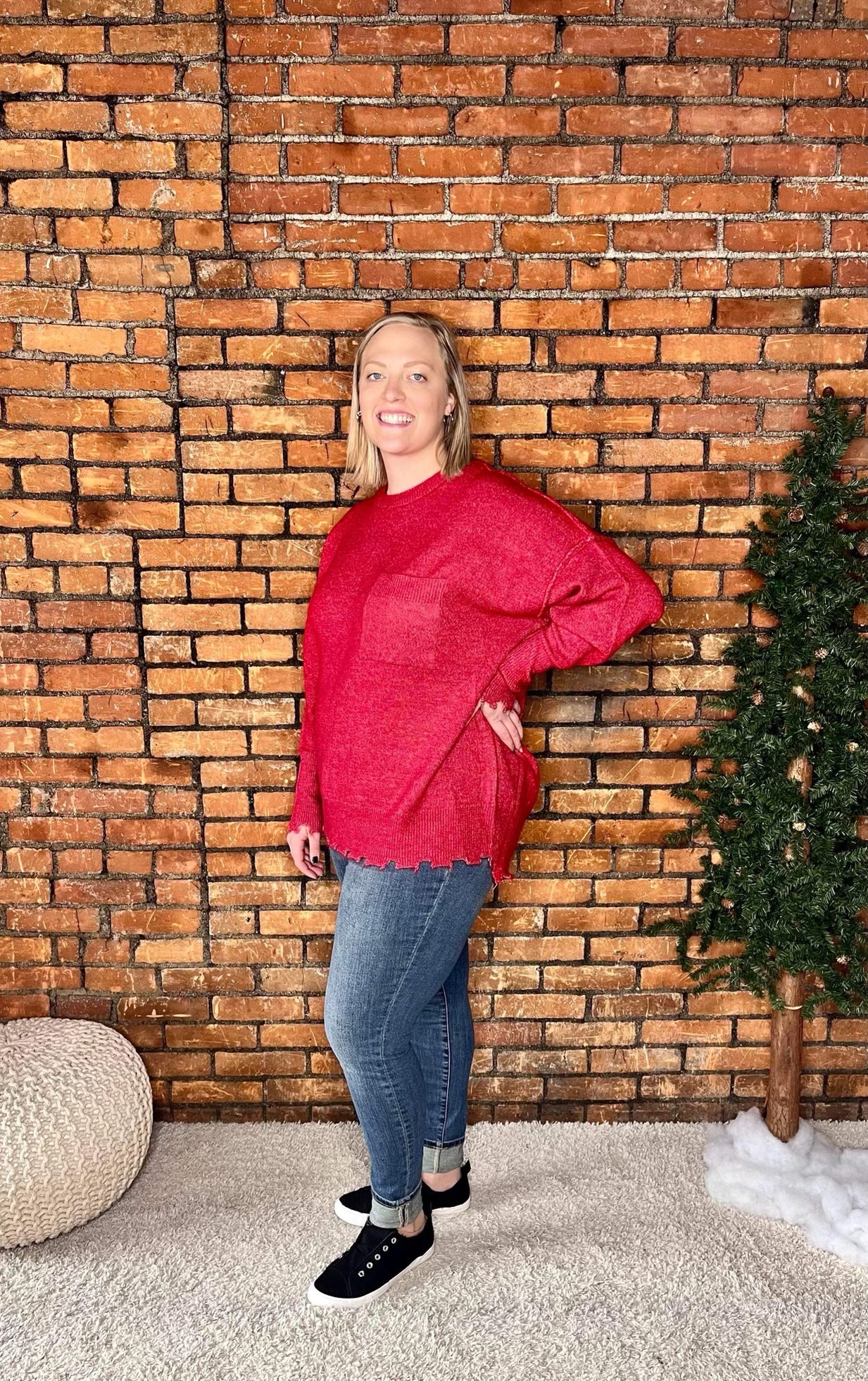 The Kayden Curvy Pocket Sweater