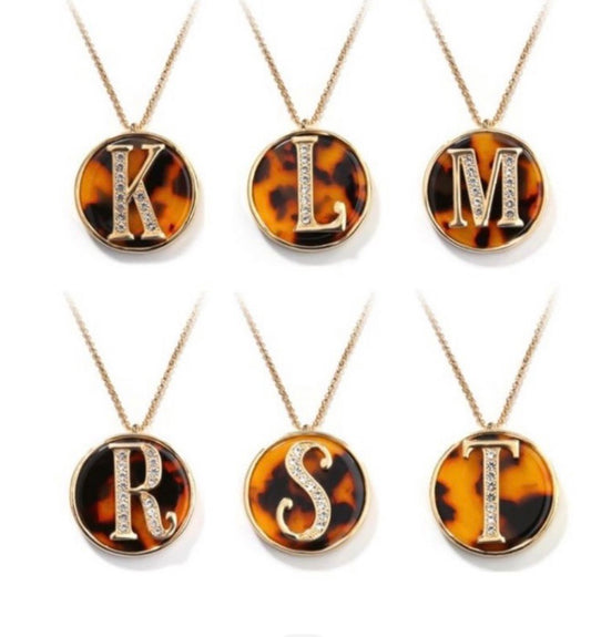 Tortoise Initial Long Necklace