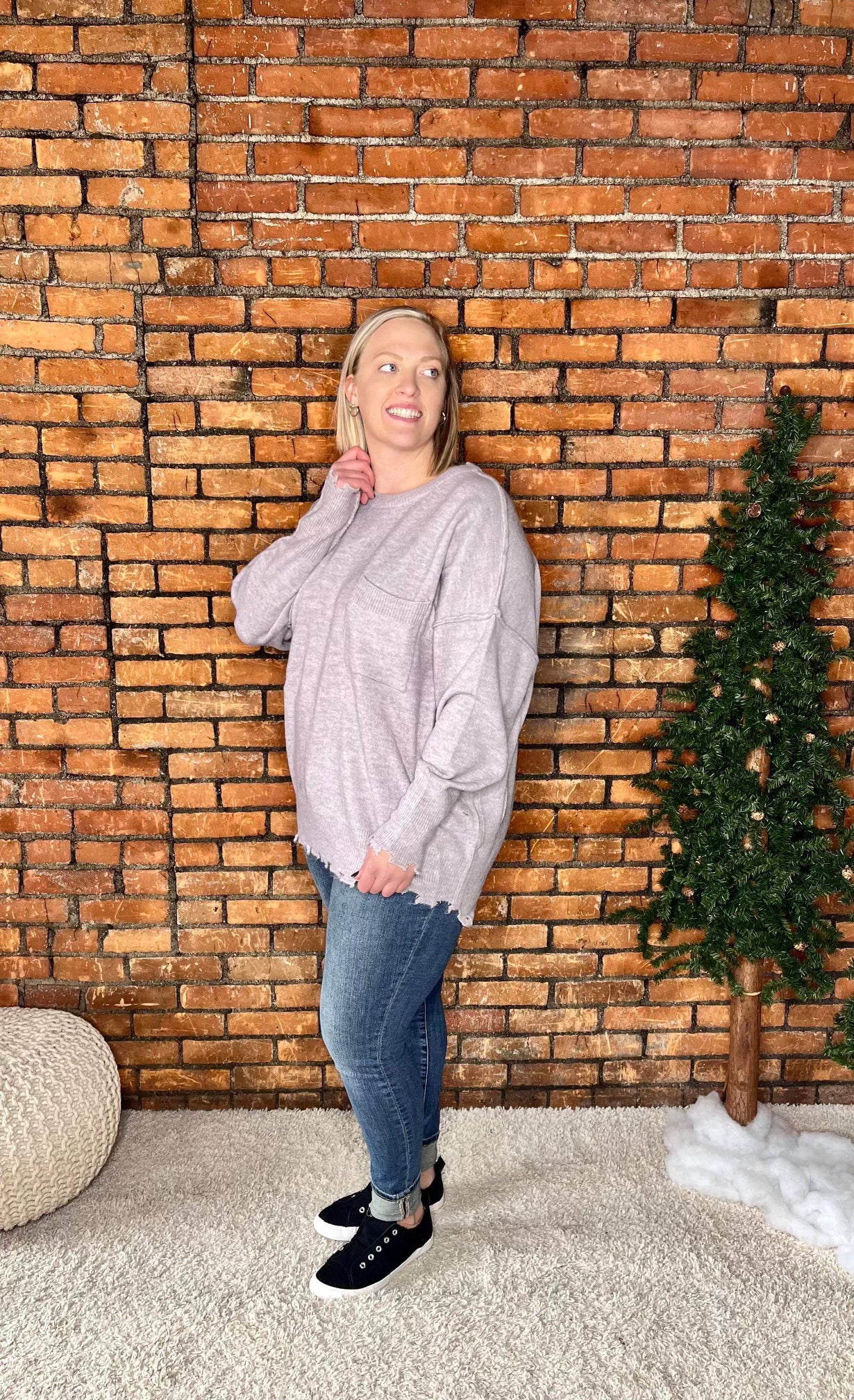 The Kayden Curvy Pocket Sweater