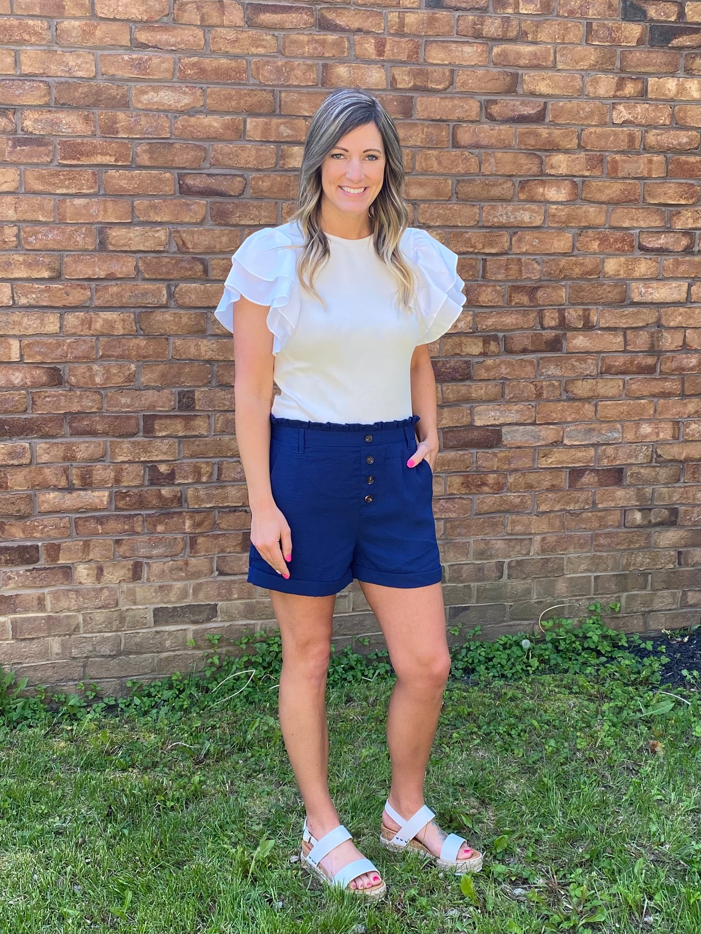 The Cornalie Navy Cinch Waist Shorts