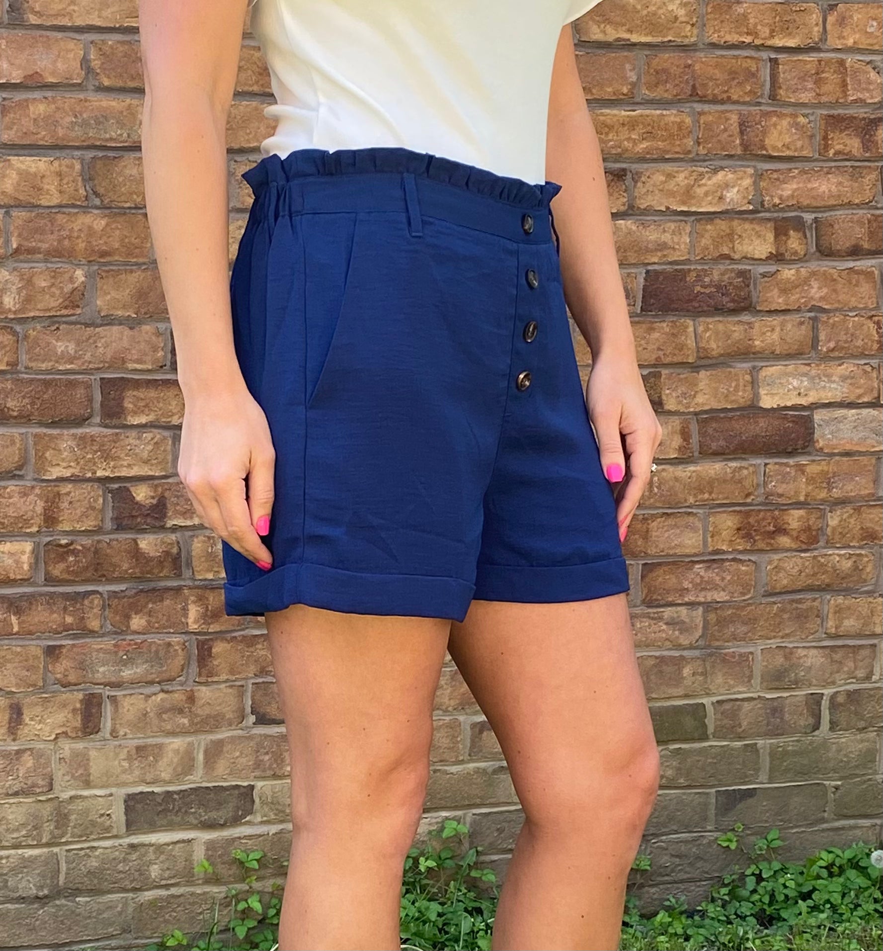 The Cornalie Navy Cinch Waist Shorts