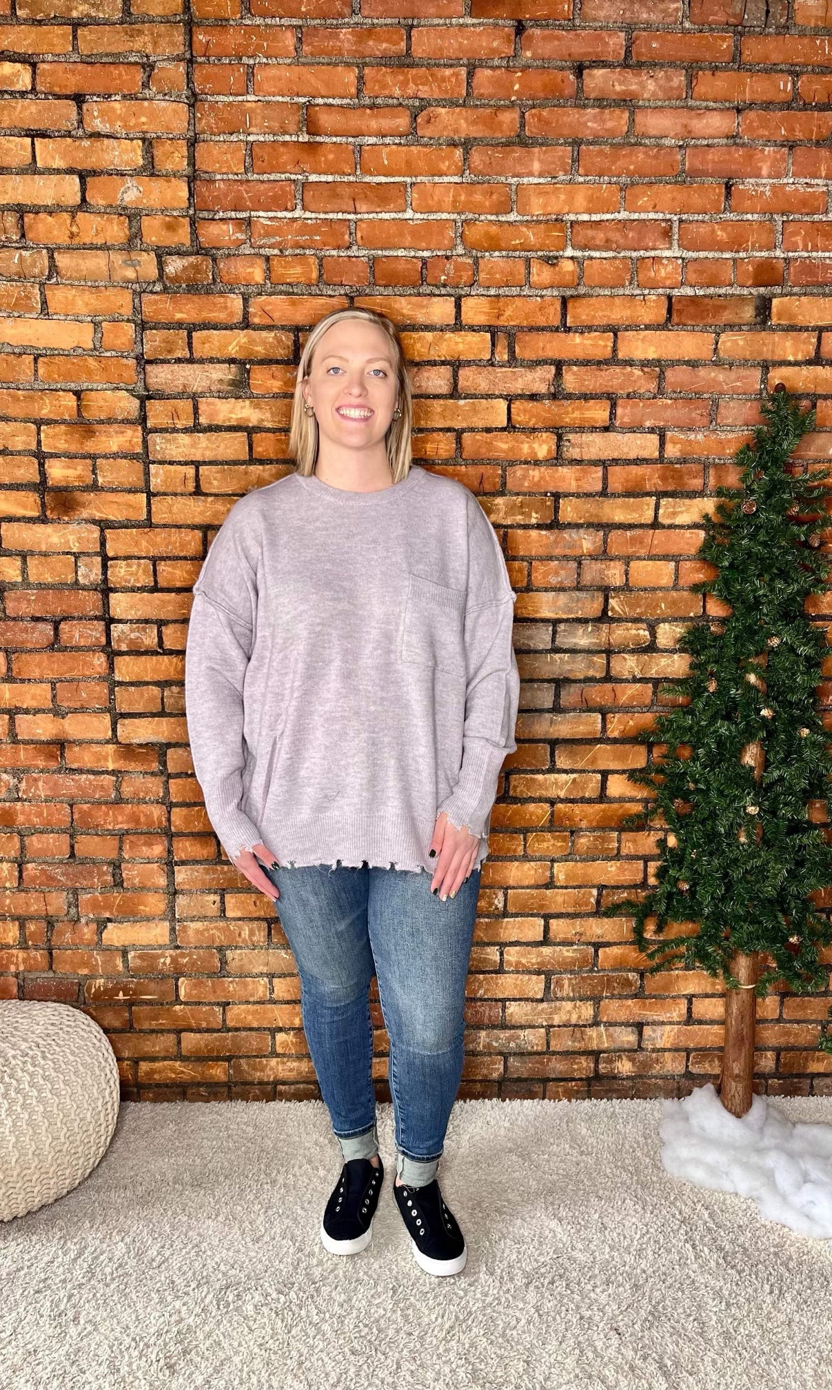 The Kayden Curvy Pocket Sweater