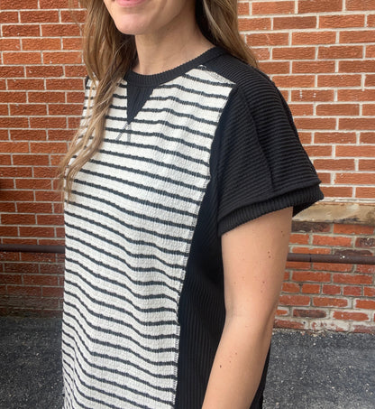 The Textured Raven Striped Top