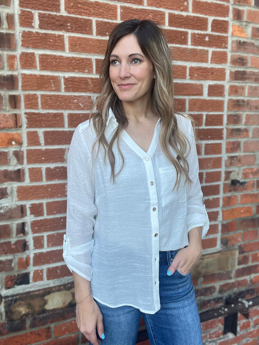The Denver Crinkle Gauze Button Down