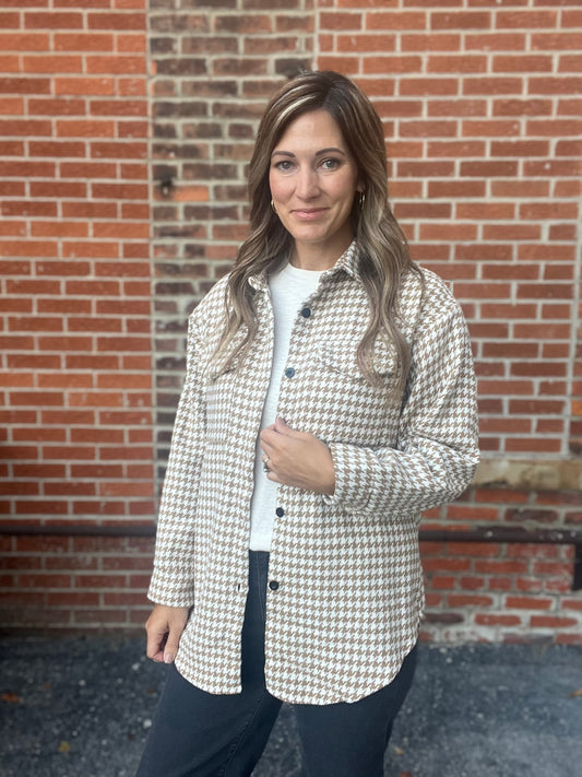 The Cristin Khaki Houndstooth Jacket