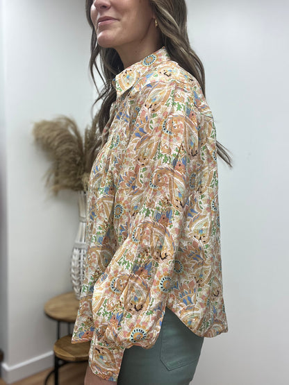 The Nova Paisley Button Down Blouse