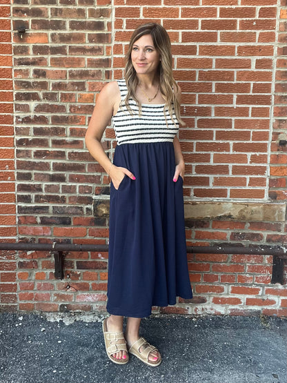 The Colleen Square Neck Striped Dress