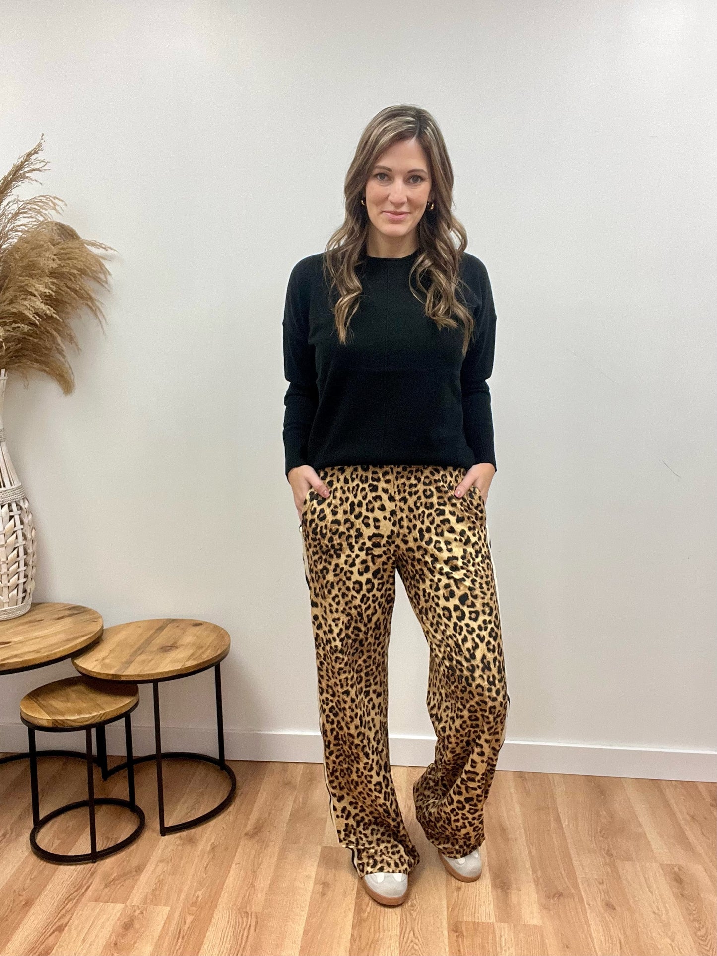 The Harlow Leopard Black Pants