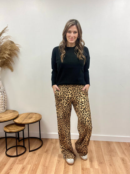 The Harlow Leopard Black Pants