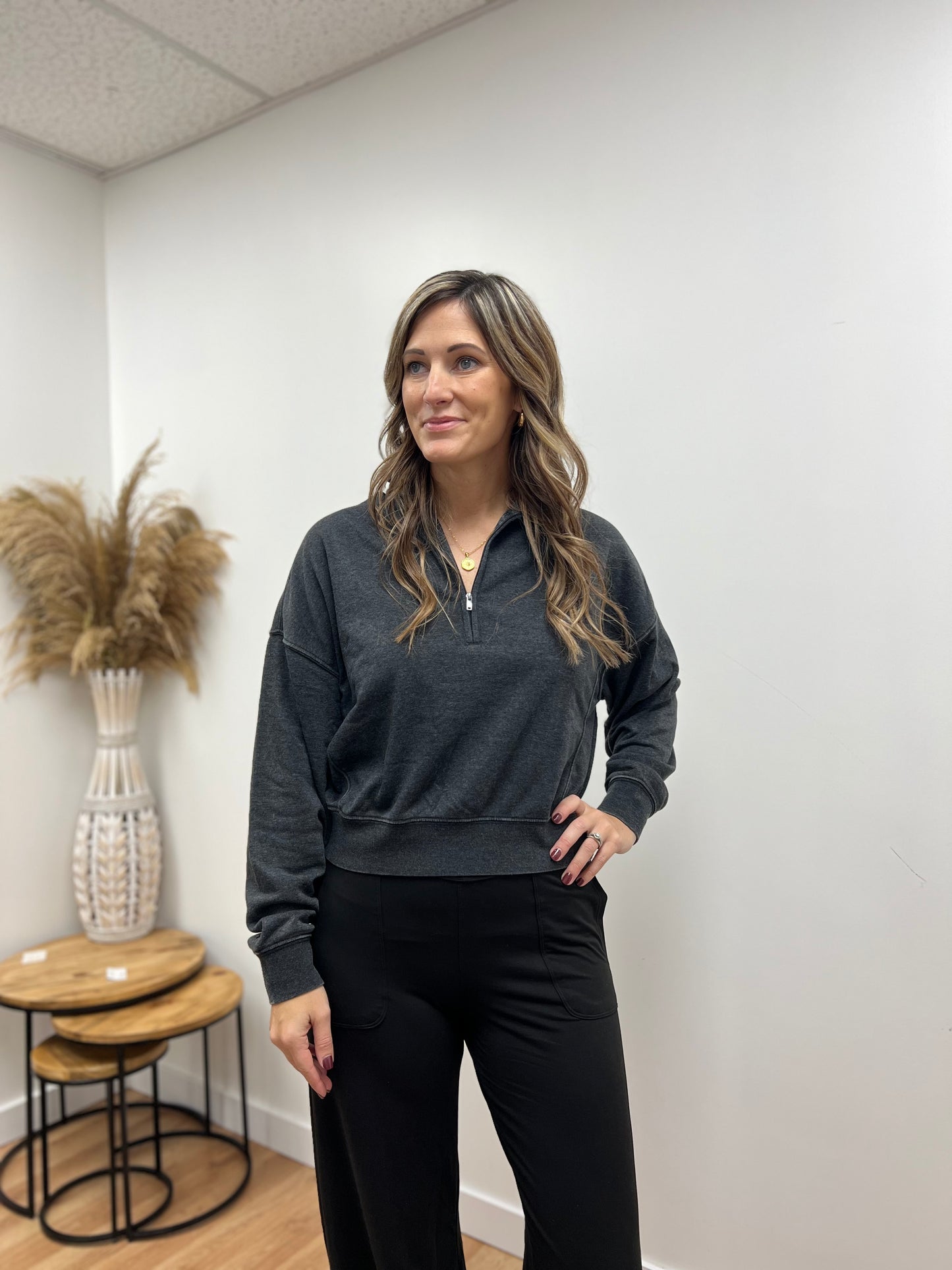 The Kelan Mineral Washed Quarter Zip