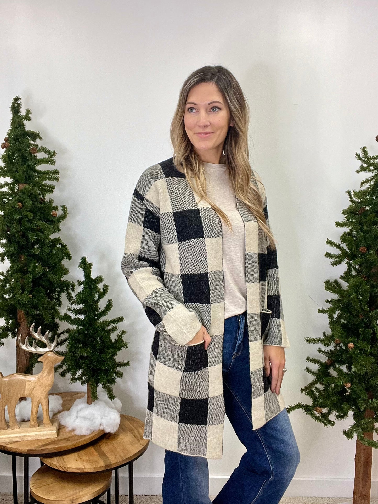 The Carrie Long Plaid Cardigan