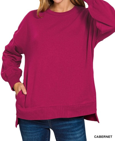The Sutton Hi-Low Boyfriend Fit Pullover Sweatshirt