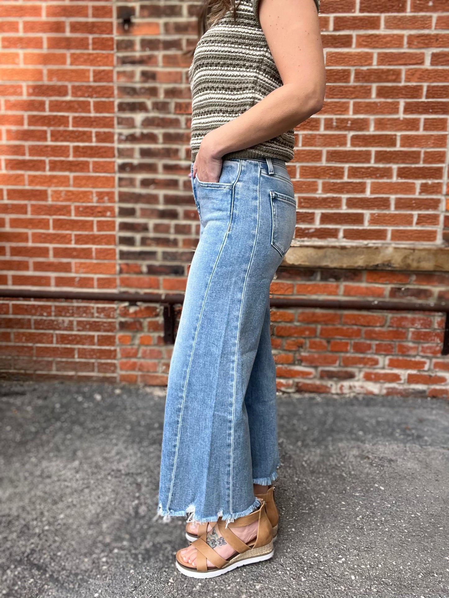 The Bailey Raw Hem Cropped Denim