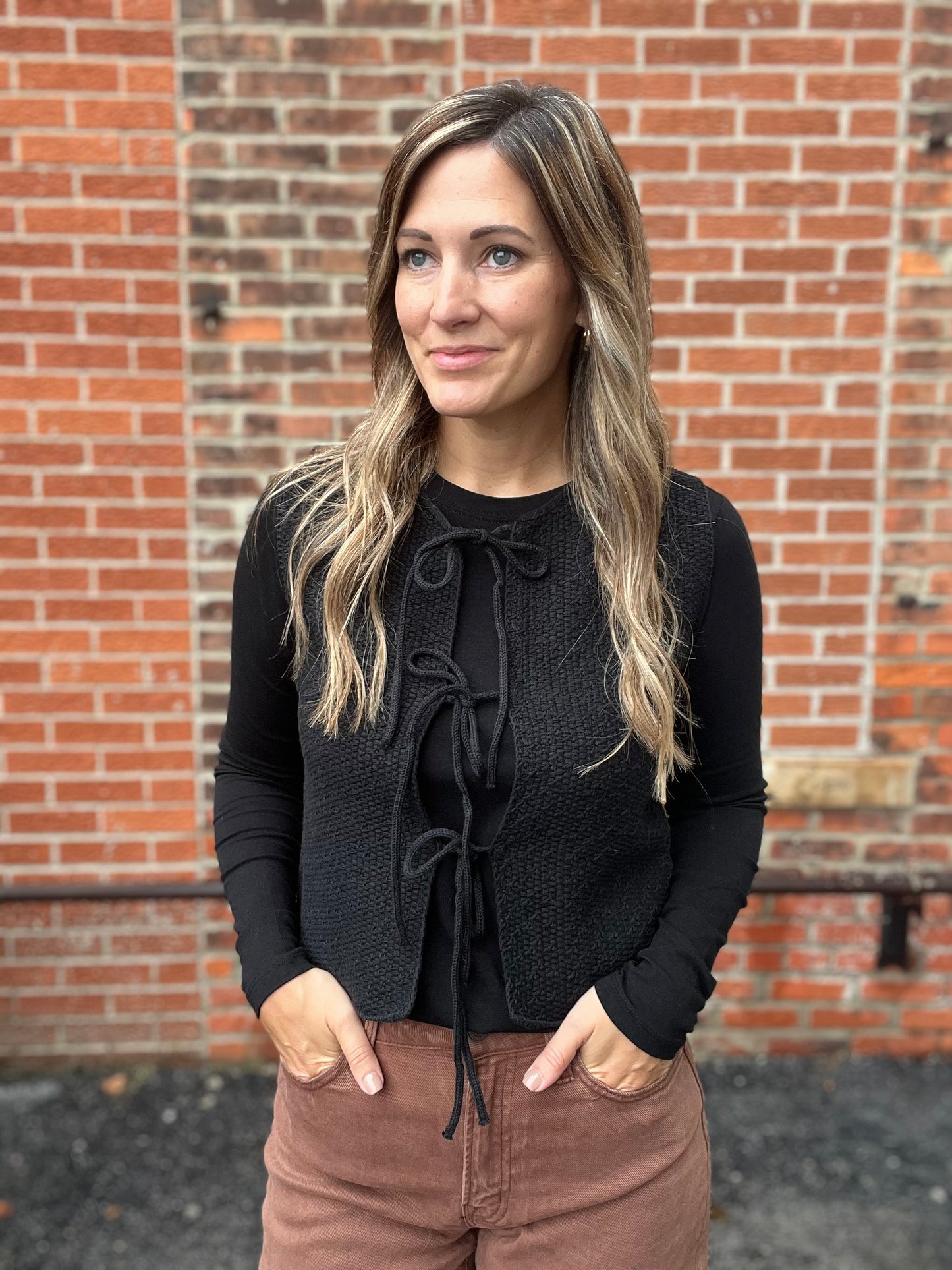 The Adell Front Tie Sweater Vest
