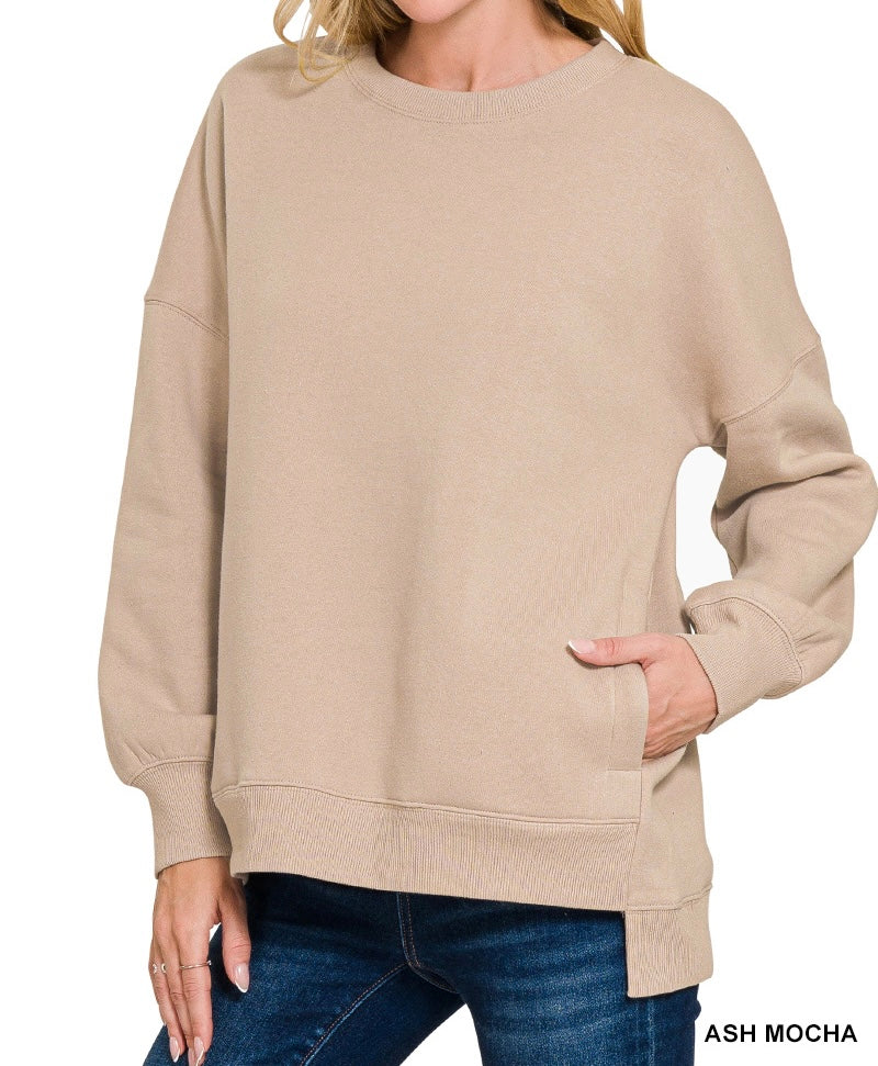 The Sutton Hi-Low Boyfriend Fit Pullover Sweatshirt