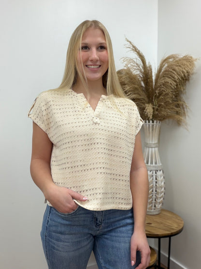 The Alice Multi Color Split Neck Knit Top
