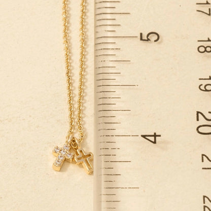 Secret Box Gold Dipped Cz Cross Pendant Necklace