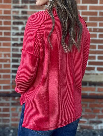 The Madison Ribbed Raw Edge Long Sleeve